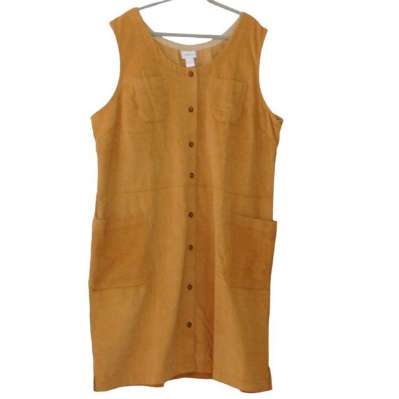 Women' Casual Corduroy Retro Loose Dress Overalls Tank Dress A-line Jumper Sz 3X - Picture 1 of 5